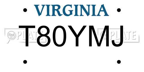 T80YMJ Virginia License Plate