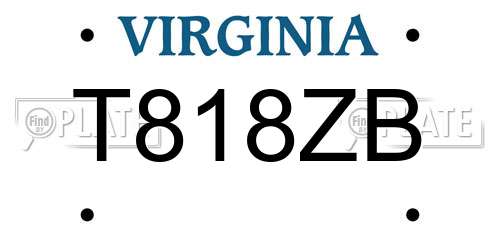 T818ZB Virginia License Plate