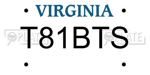 T81BTS Virginia License Plate