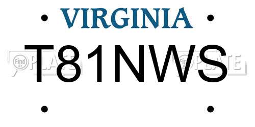 T81NWS Virginia License Plate