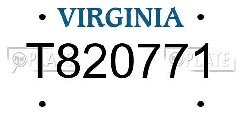 T820771 Virginia License Plate