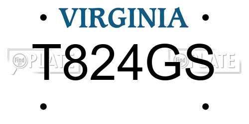 T824GS Virginia License Plate