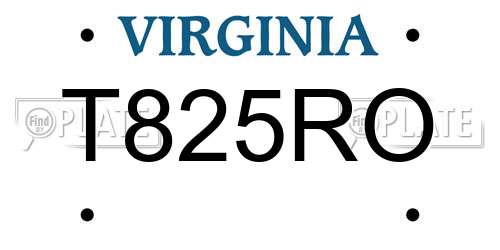 T825RO Virginia License Plate