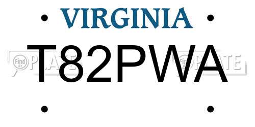 T82PWA Virginia License Plate