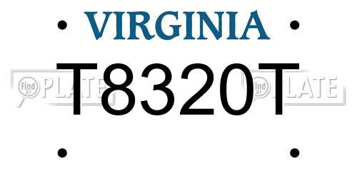 T8320T Virginia License Plate