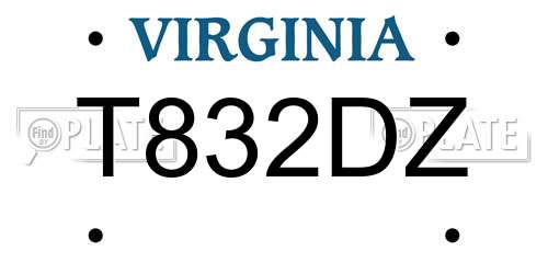 T832DZ Virginia License Plate