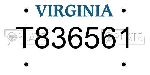 T836561 Virginia License Plate