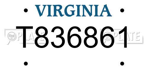 T836861 Virginia License Plate