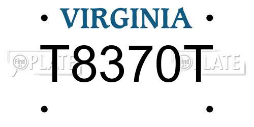 T8370T Virginia License Plate