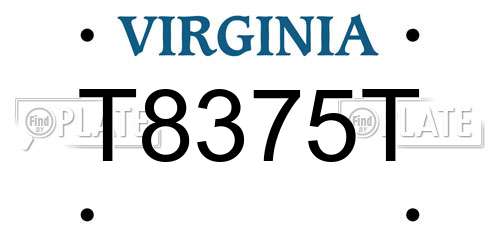 T8375T Virginia License Plate