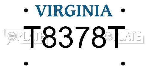 T8378T Virginia License Plate