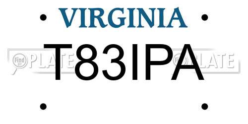 T83IPA Virginia License Plate