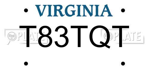 T83TQT Virginia License Plate