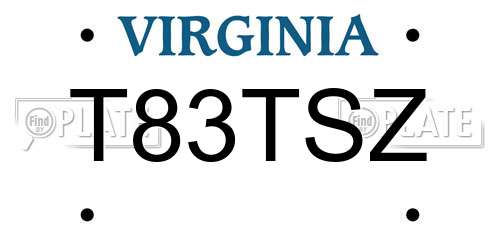 T83TSZ Virginia License Plate