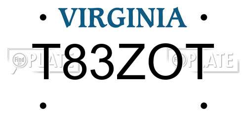 T83ZOT Virginia License Plate