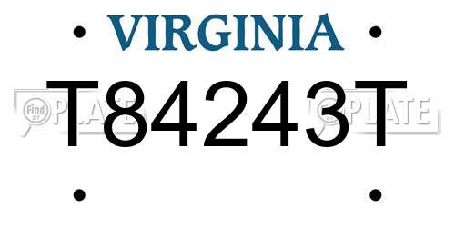 T84243T Virginia License Plate