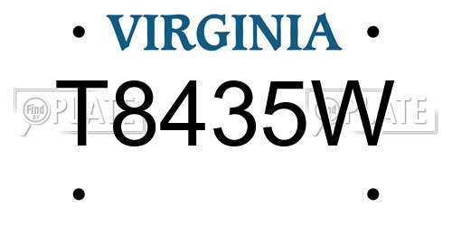 T8435W Virginia License Plate