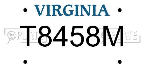 T8458M Virginia License Plate
