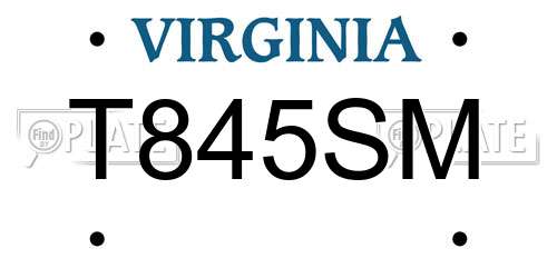 T845SM Virginia License Plate