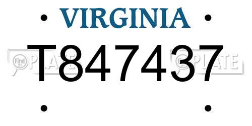T847437 Virginia License Plate