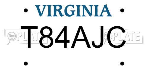 T84AJC Virginia License Plate