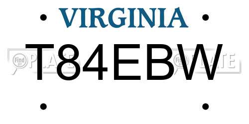T84EBW Virginia License Plate