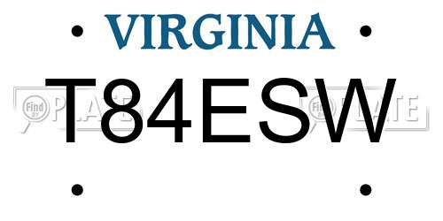 T84ESW Virginia License Plate