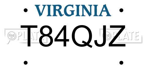 T84QJZ Virginia License Plate