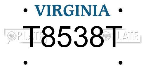 T8538T Virginia License Plate
