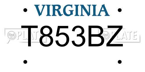 T853BZ Virginia License Plate