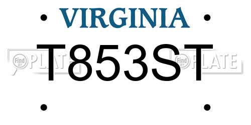 T853ST Virginia License Plate