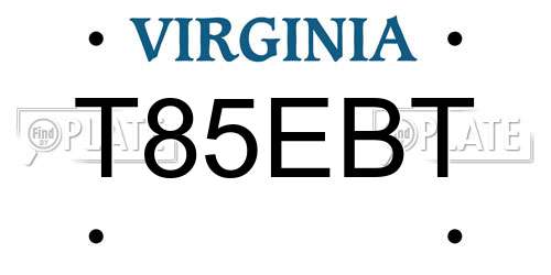 T85EBT Virginia License Plate