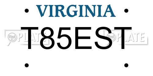 T85EST Virginia License Plate