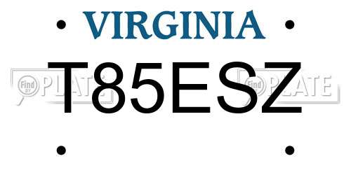 T85ESZ Virginia License Plate