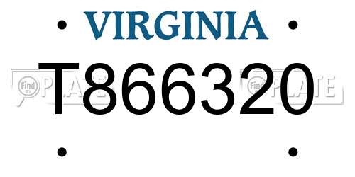 T866320 Virginia License Plate