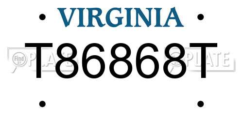 T86868T Virginia License Plate