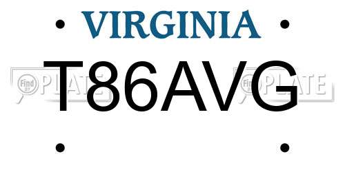 T86AVG Virginia License Plate