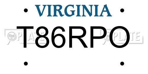T86RPO Virginia License Plate