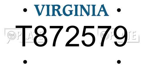 T872579 Virginia License Plate