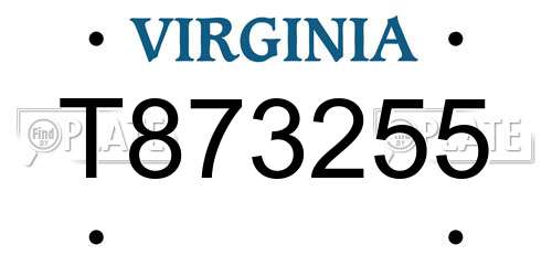 T873255 Virginia License Plate