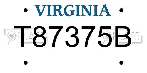 T87375B Virginia License Plate