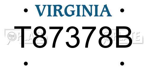 T87378B Virginia License Plate