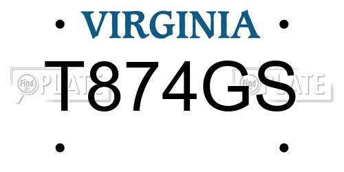 T874GS Virginia License Plate