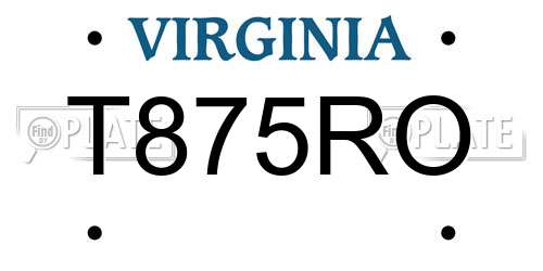 T875RO Virginia License Plate