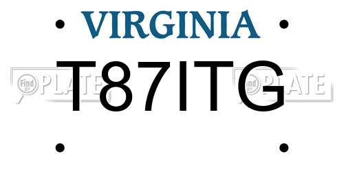 T87ITG Virginia License Plate