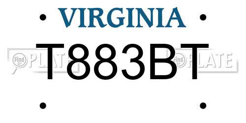 T883BT Virginia License Plate