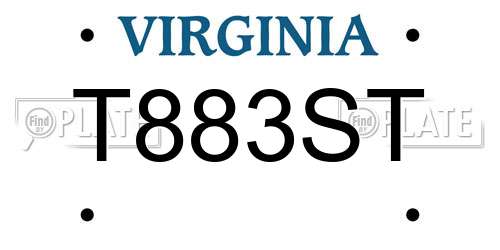 T883ST Virginia License Plate