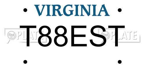 T88EST Virginia License Plate