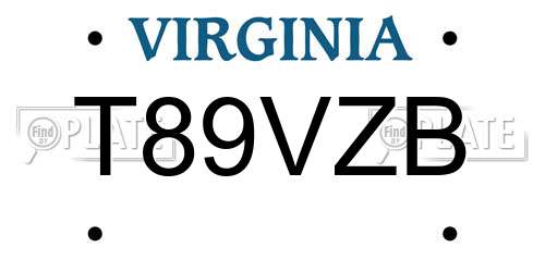 T89VZB Virginia License Plate