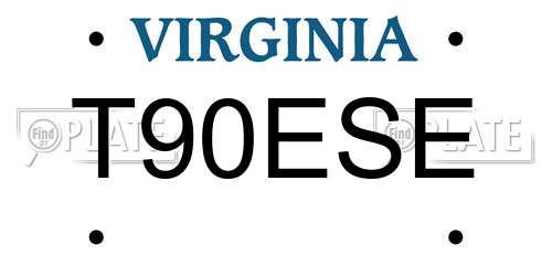 T90ESE Virginia License Plate